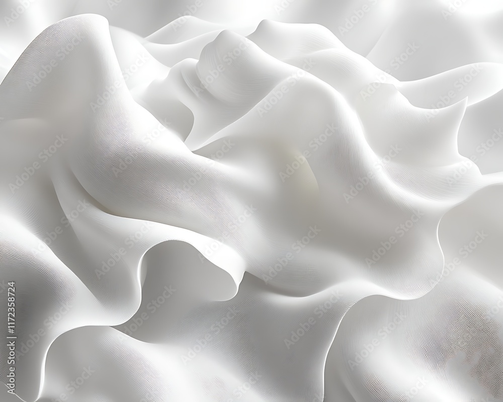 Obraz premium Abstract white fabric waves, flowing texture. (1)