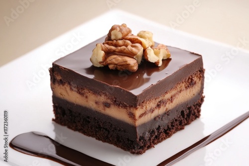 Delicious Chocolate Walnut Cake Dessert Square photo