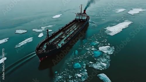 Source of pollution spotted as large ship navigates through icy waters in the Arctic