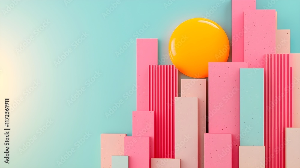 Fototapeta premium Creating vibrant cityscapes with colorful paper structures studio graphic design creative environment close-up art concept