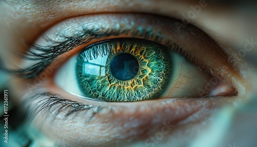 Eye of a person with the iris turning into money, representing the sellout and venal concept, with sharp details and a focus on material greed