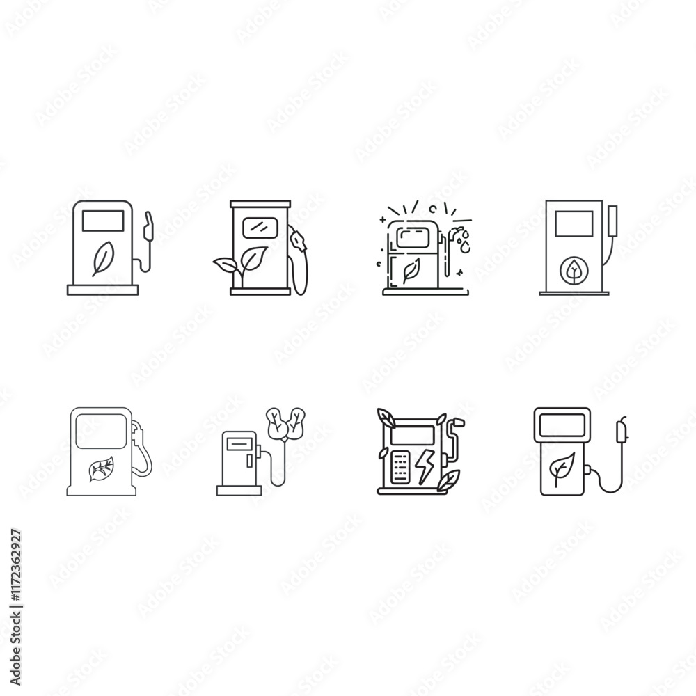 Petrol pump vector set icon.
