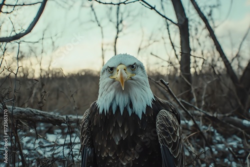 Majestic Eagle Eyes the Winter Woods photo