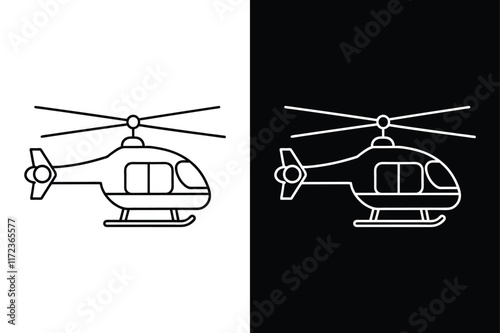 Lift Off with Style. Minimalist Helicopter Vector Icons for Creative Use