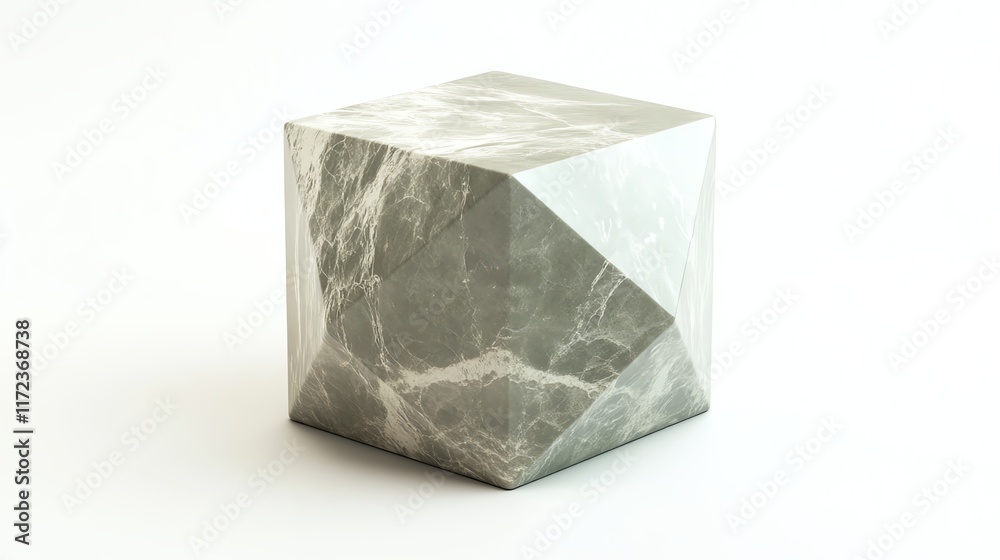 Stylish geometric shape made of marble, white isolate background. Stylish geometric shape made of marble, white isolate background.