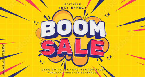 Editable text style effect - Boom Sale text style theme.