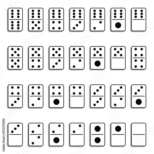 Full set of black and white dominoes