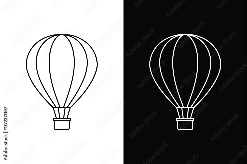 Obraz premium Hot Air Balloon Illustrations. Clean Line Art and Silhouettes for Graphic Design