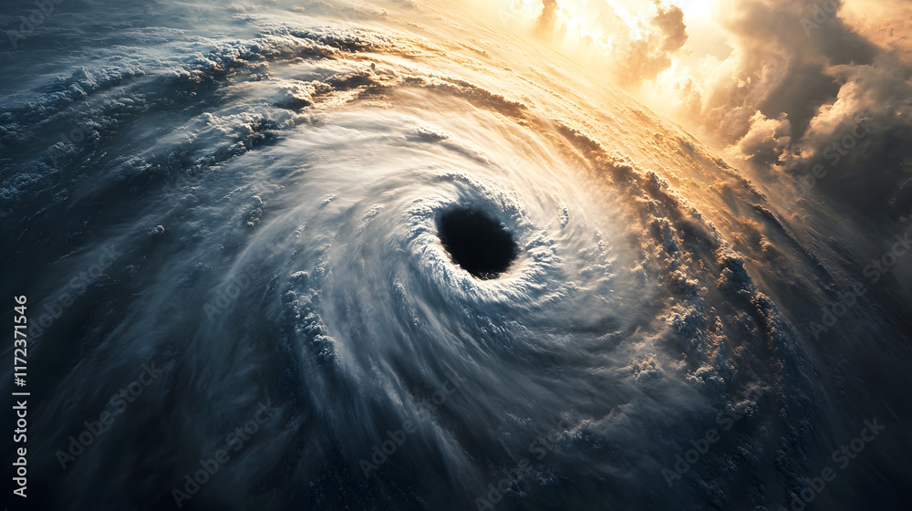 Powerful Hurricane Eye from Above - Dramatic Weather Phenomenon Powerful Hurricane Eye from Above - Dramatic Weather Phenomenon