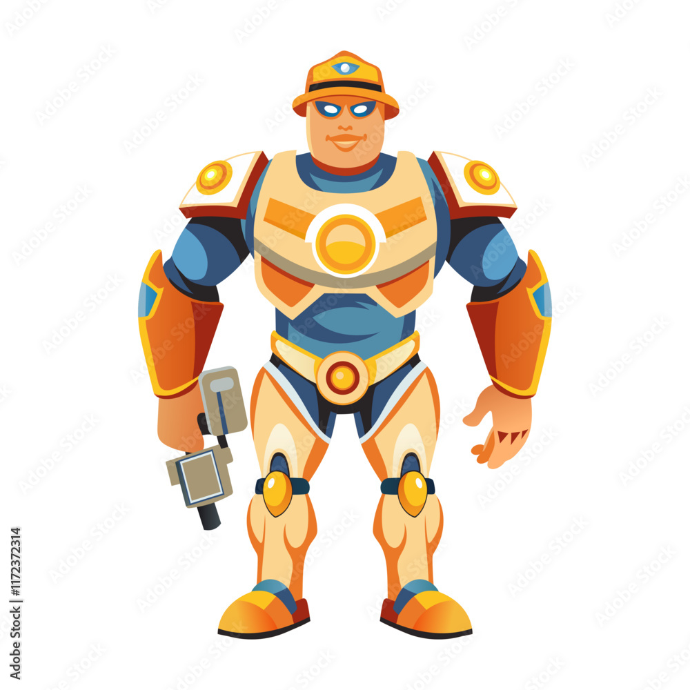 Galactic guardian holding a gun illustration in flat style
Galactic guardian holding a gun illustration in flat style