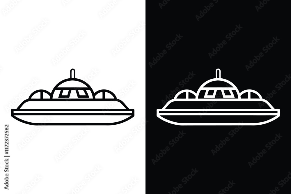 Fototapeta premium Black & White Hovercraft Icon. Simple, Clean Water Vehicle Designs