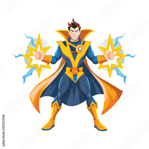 A flat illustration of an energy mage 

