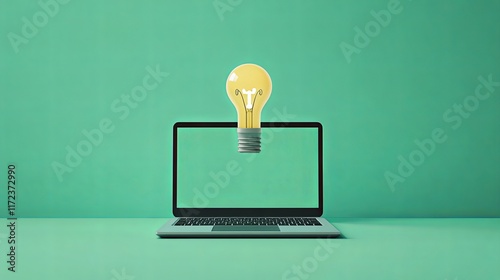 personalized online education, Online Education Concept with Light Bulb and Laptop