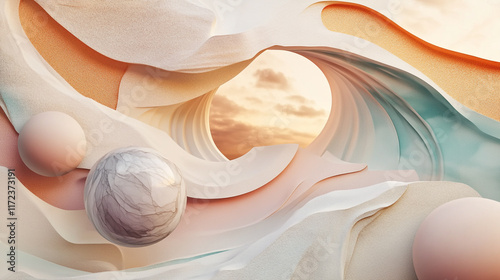 Wallpaper Mural Abstract luxury design with marble shapes, Vibrant geometric abstract marble patterned,  a colorful background to highlight the design. Torontodigital.ca