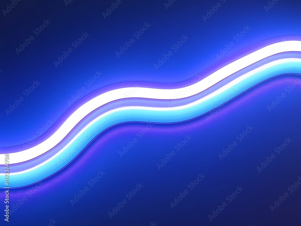 Obraz premium Abstract Blue Neon Light Wave Design