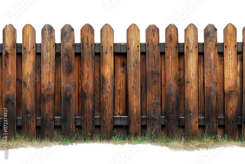 Empty Brown Wooden Fence Isolated on Transparent PNG