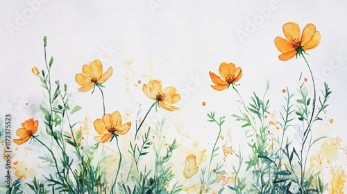 Elegant wedding invitation card background vector. Minimal hand painted watercolor botanical flowers texture template background. Design for wedding, vip cover, poster, rsvp moderncard.Valentine's Day