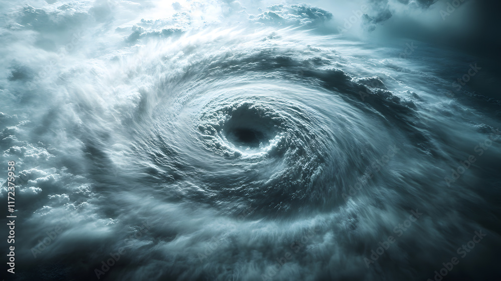 Powerful Hurricane Eye from Above - Dramatic Weather Phenomenon
