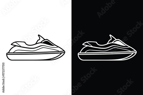 Jetboat & Motorboat Icon. Minimalist Jet Ski Logo Illustrations