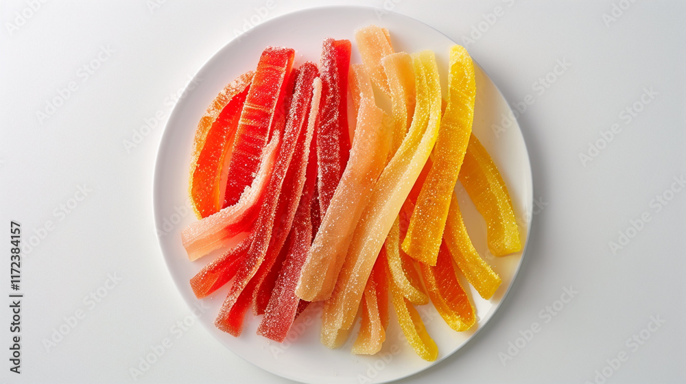 A plate of candied citrus peels artistically