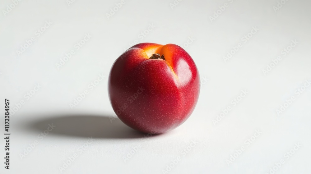 Fresh nectarine on a clean white background showcasing its vibrant color and smooth texture highlighting natural fruit beauty Fresh nectarine on a clean white background showcasing its vibrant color and smooth texture highlighting natural fruit beauty