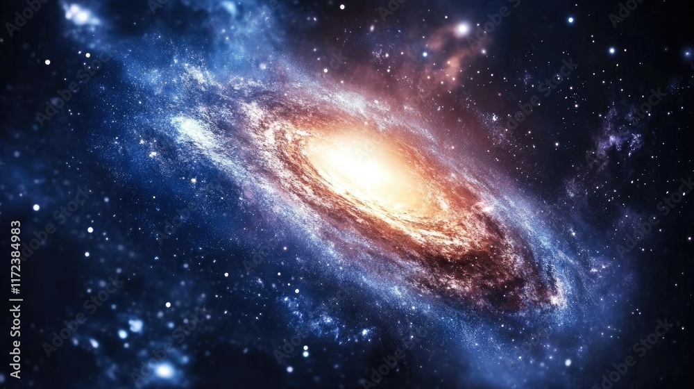 Obraz premium Galactic Spiral in Outer Space with Vibrant Nebulae and Stars Capturing the Beauty of the Universe in a Futuristic Background
