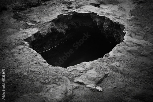 Wallpaper Mural Dark Hole in Cracked Earth Surface Torontodigital.ca