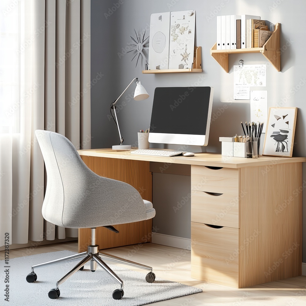 Inspiring home office setup modern interior digital workspace cozy environment minimalist viewpoint for productivity Inspiring home office setup modern interior digital workspace cozy environment minimalist viewpoint for productivity