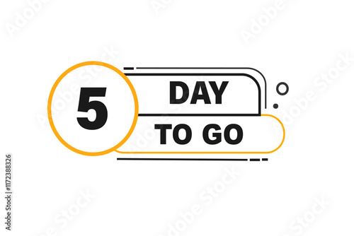 5 day to go, or to go sale countdown vector symbol, clock, time,  background, template 5 day to go, countdown, sticker, left banner, business, sale, label button
