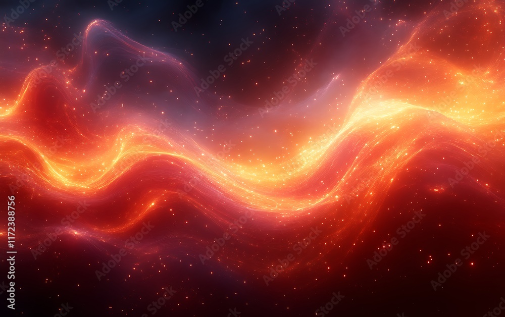 Fototapeta premium Abstract fiery wave with glowing particles.