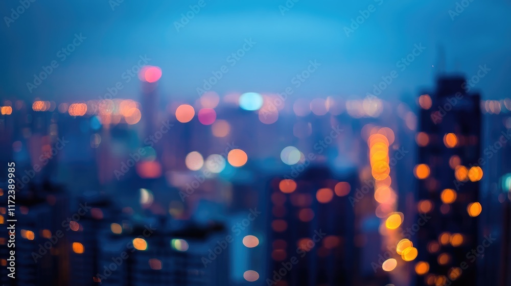 Urban skyline at dusk with blurred lights and new apartment buildings in the background creating a vibrant city atmosphere Urban skyline at dusk with blurred lights and new apartment buildings in the background creating a vibrant city atmosphere
