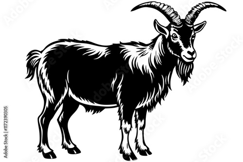 Male billy mountain goat vector art illustration