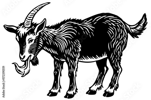 Male billy mountain goat vector art illustration