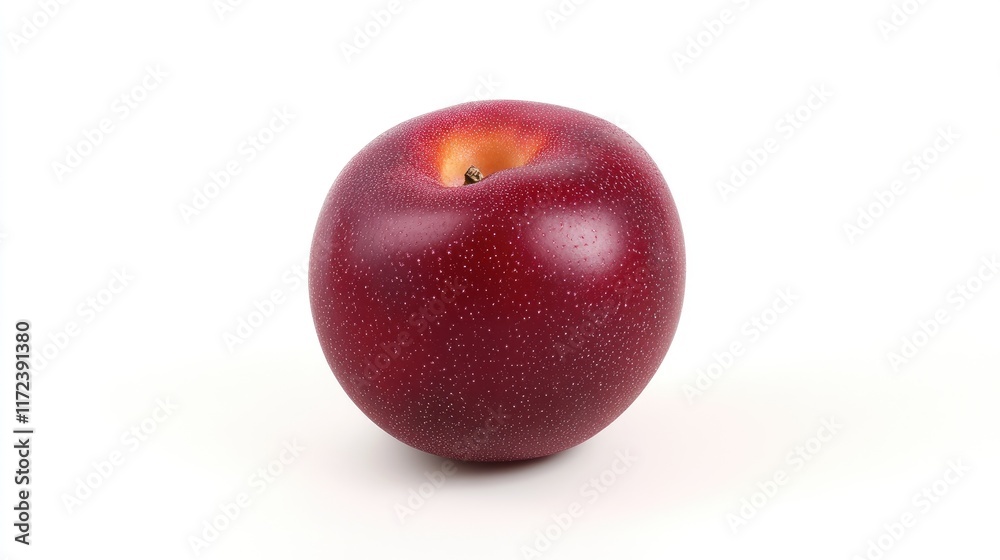 Fresh red apple isolated on white background showcasing smooth texture and vibrant color for healthy eating concepts and agriculture. Fresh red apple isolated on white background showcasing smooth texture and vibrant color for healthy eating concepts and agriculture.