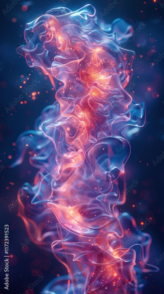 Fototapeta premium Abstract Glowing Nebula Fluid Energy Cosmic Swirls Pink Blue Light