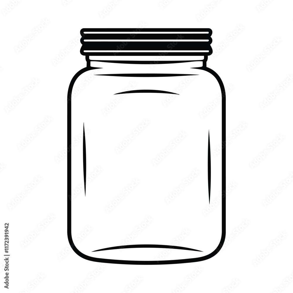 Mason jar icon, outline, silhouette, vector, illustration, isolated on white background Mason jar icon, outline, silhouette, vector, illustration, isolated on white background
