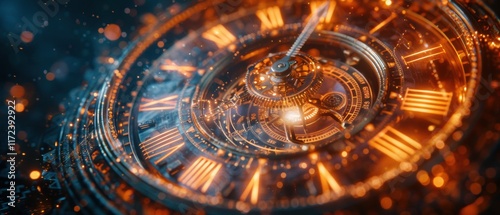 Wallpaper Mural Futuristic Clockwork Mechanism Time Travel 8K Glowing Gears Abstract Clock Face Torontodigital.ca