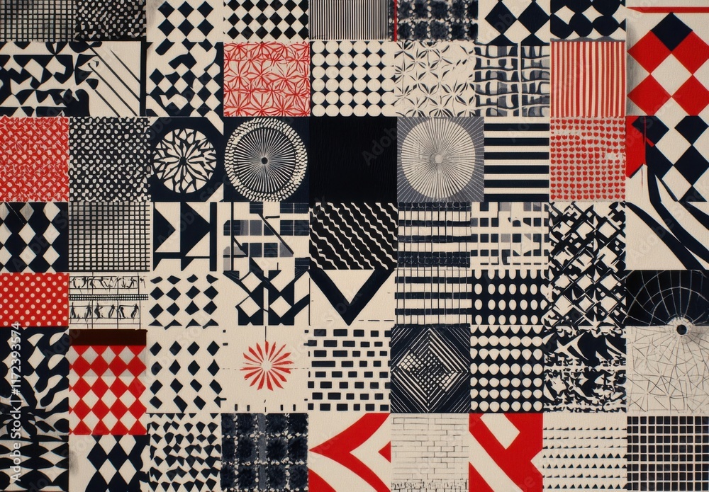 Obraz premium Abstract Pattern Collage - A Colorful Geometric Design
