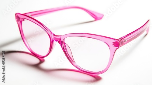 Stylish pink cat-eye fashion reading glasses elegantly displayed on a clean white background for modern accessory themes. photo