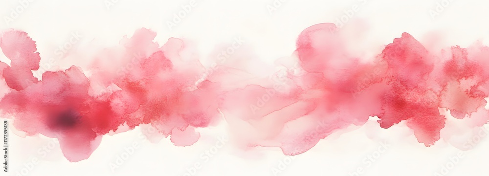 Fototapeta premium A subtle watercolor blend of light pink and red with soft glowing accents, providing space for text in the center