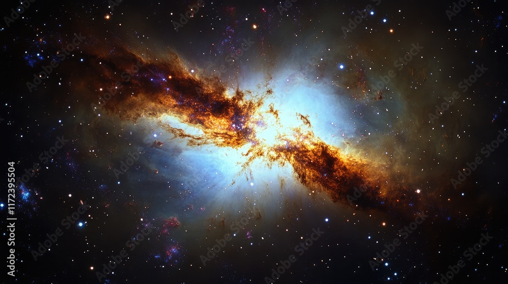 Fototapeta premium Stunning view of a vibrant galaxy amidst deep space showcasing the beauty and mysteries of the cosmos in science fiction art style