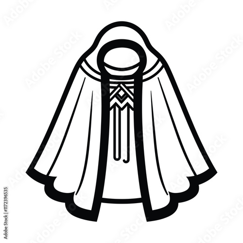 Line art vector icon of a medieval poncho, outline, silhouette, vector, illustration, isolated on white background