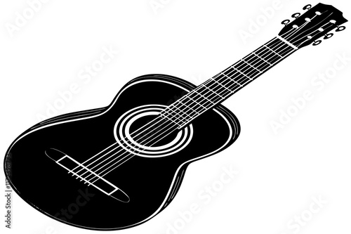 Classic guitar with nylon strings on white background Vector illustration