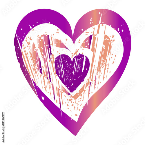 Grunge heart. Isolated on white. Design elements for Valentine's Day.