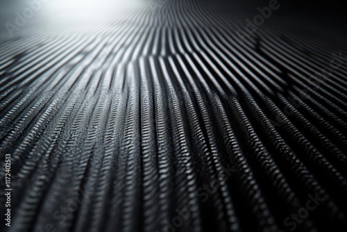textured metallic black surface resembling a steel sheet roof highlighting detailed corrugation patterns that create a sense of industrial strength and modern design