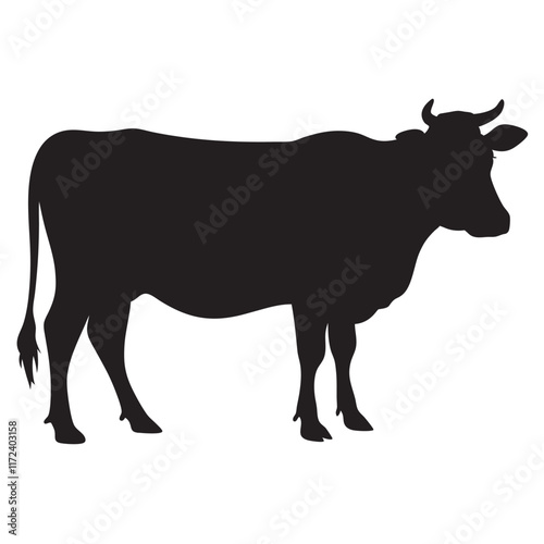 PrintCow silhouette vector style design Cow silhouette icon illustration White background Jersey cow silhouette Cow vector illustration