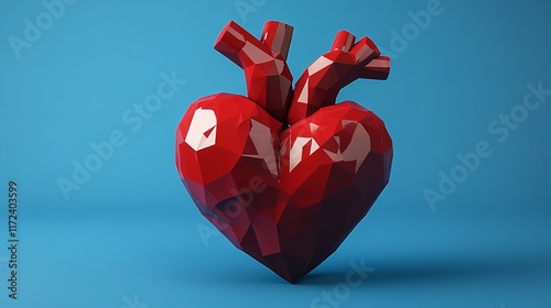 A Low-Poly Heart with Blue Background.

 photo