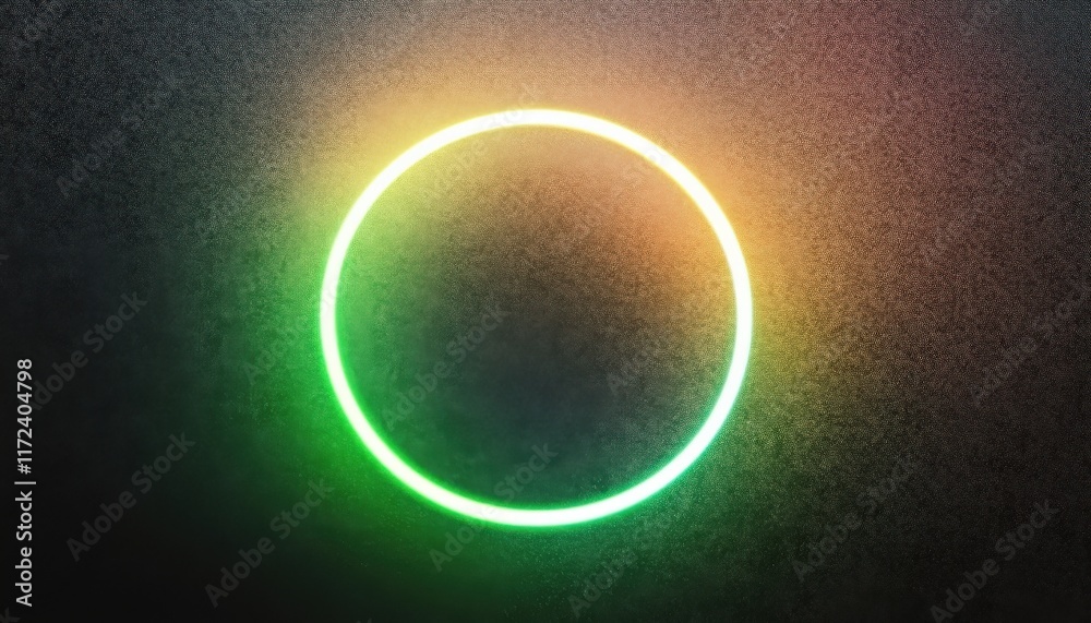 Obraz premium Glowing Neon Circle Light Frame on Dark Textured Background