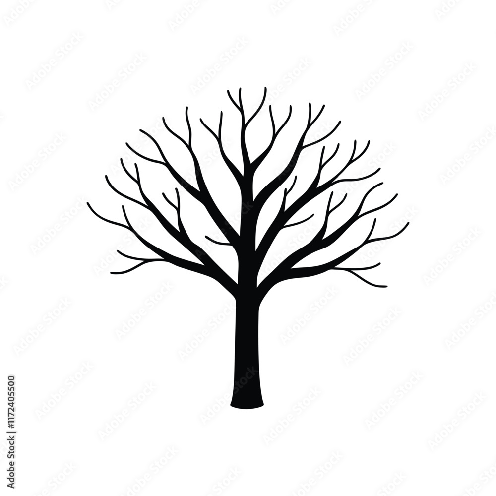 Fototapeta premium Christmas Bare Tree illustration vector, Merry Christmas ClipArt Design, Bare Tree Lineart Art 