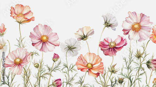 Elegant wedding invitation card background vector. Minimal hand painted watercolor botanical flowers texture template background. Design for wedding, vip cover, poster, rsvp moderncard.Valentine's Day